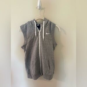 Nike Heather Gray Zip-Up Hoodie Vest